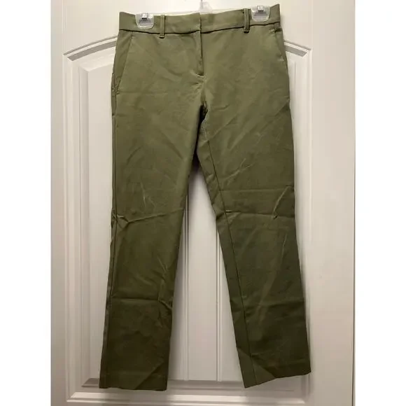 Ann Taylor Women’s Straight Stretch Casual Ankle Pants Size 0 Green Mid Rise - Picture 1 of 4